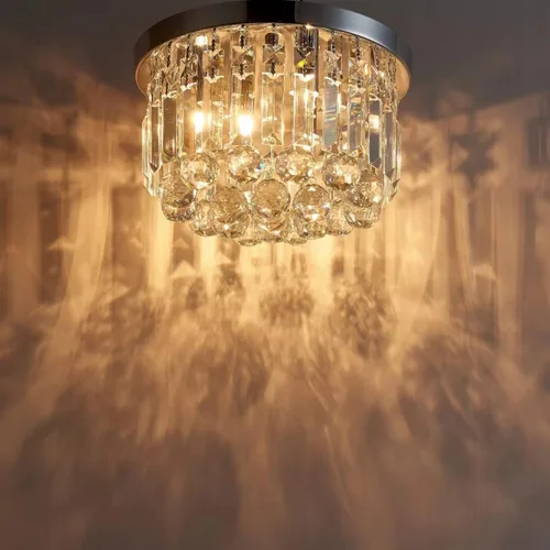 Vista 9 de AGV LIGHTING 16061 K9 Lámpara de techo empotrada de cristal, cerca del techo, diseño moderno, 3 luces, perfecta para vestíbulo, sala de estar, D12 x