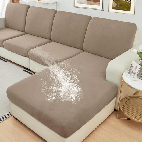 Vista 24 de NAISI Fundas de cojín impermeables de tela de terciopelo grueso lavable, 1 pieza, fundas individuales para sofá modular con parte inferior elástica