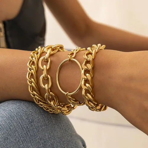 Vista 105 de Long tiantian Pulsera de oro gruesa para mujer, pulseras de oro delicadas, pulseras para mujer, pulseras apilables de eslabones de cadena
