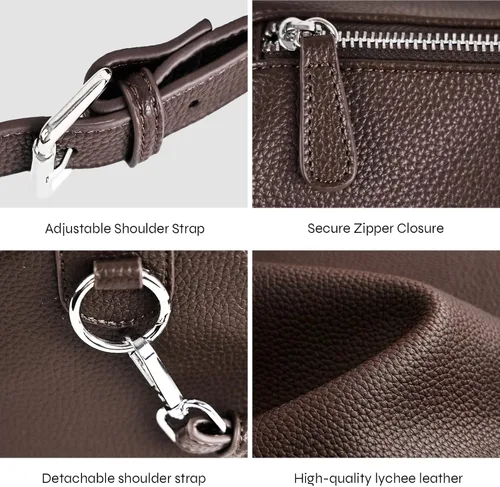 Vista 5 de Prite Leather Crossbody Bag for Women Minimalist Cylinder Shoulder Bag with Adjustable Strap Soft Barrel Purse