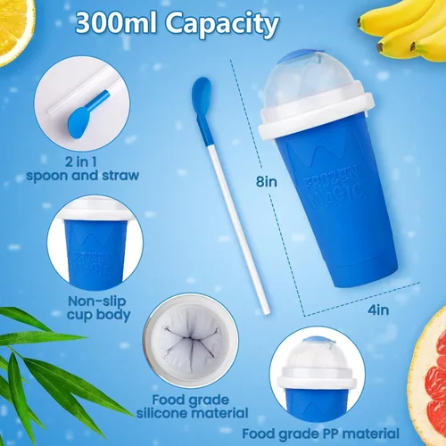 Vista 4 de Paydaan Paquete de 2 tazas mágicas para granizar, máquina de bebidas congeladas instantáneas, máquina de granizado reutilizable de doble capa