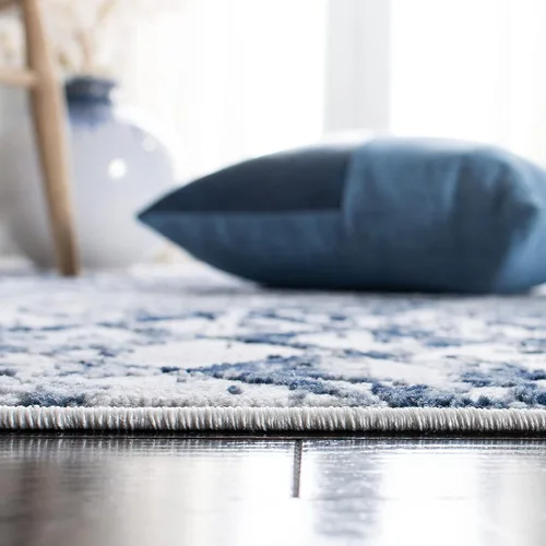Vista 5 de SAFAVIEH Amelia Collection - Alfombra decorativa de 2 pies 2 pulgadas x 4 pies, gris y azul marino, diseño moderno enrejado envejecido, no desprende