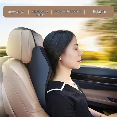 Vista 2 de Cojines para reposacabezas de asiento de automóvil, almohada ergonómica de espuma viscoelástica 3D para el cuello del auto con funda extraíble Negro