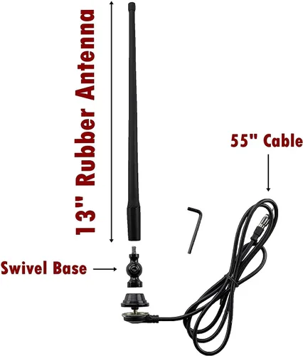 Vista 4 de Kit de antena negra AM-FM Rubber Ducky de 15 pulgadas compatible con retroexcavadora John Deere, combinadora, compactadora, excavadora, niveladora