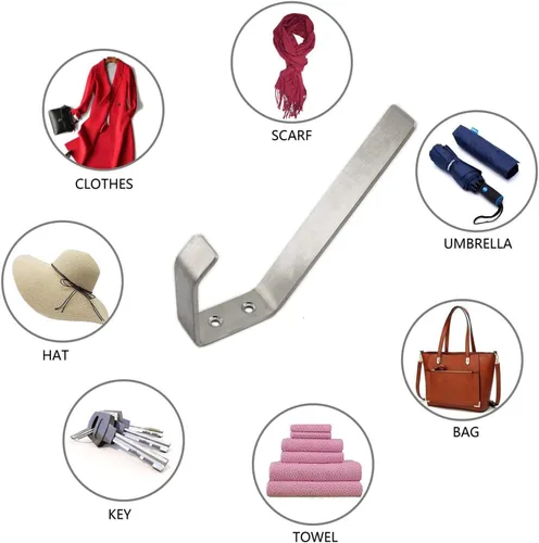 Vista 6 de Ganchos de pared de acero inoxidable para colgar toallas, sombreros, llaves, plantas, ganchos de metal resistentes para colgar en la pared