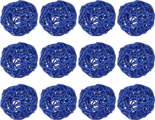 Vista 7 de MECCANIXITY 18 bolas decorativas de mimbre de ratán de 2 pulgadas para rellenos de jarrones, bodas, jardines, fiestas de pasillo, color marrón