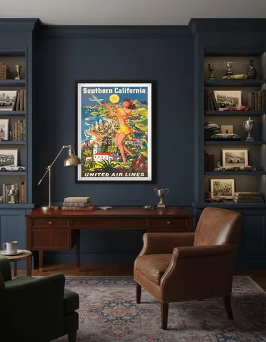 Vista 4 de Southern California - United Air Lines - Vintage Airline Travel Poster by Joseph Fehér c.1950 - Master Art Print (Unframed) 6in x 9in