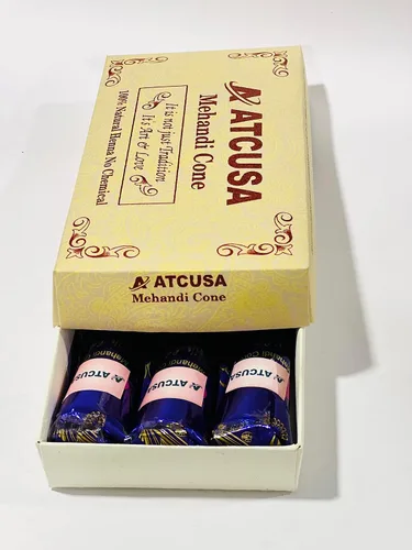 Vista 2 de Tinte natural para el cabello con pasta de henna lista para usar, conos de tinte para el cabello, infundidos con aceite de kesar, 0.98 onzas cada