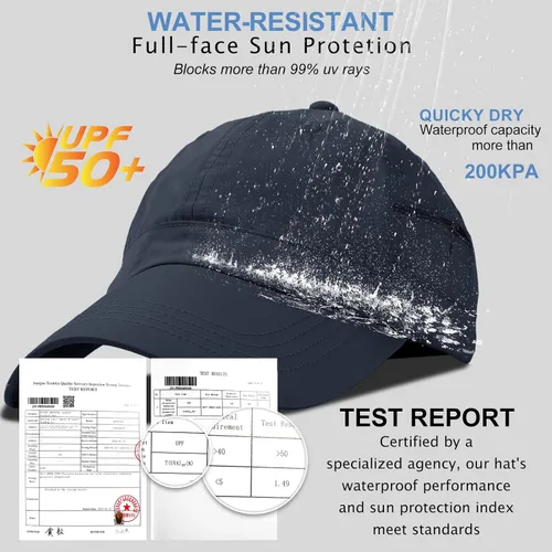 Vista 55 de Gorra de béisbol impermeable para hombre, sombrero de lluvia plegable para correr al aire libre, sombrero de pesca solar