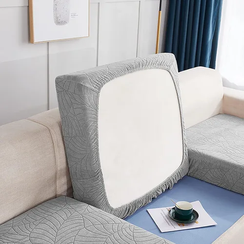 Vista 14 de Fundas de cojín impermeables para asiento de sofá, fundas elásticas de cojín de jacquard de elastano, protector de muebles grueso con parte inferior