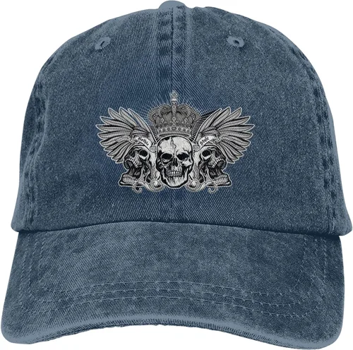 Vista 9 de Cowboy Hat Trendy Hats for Man and Women Djustable Four Season Outdoor Baseball Cap of Hell Skull with Angel Navy Blue