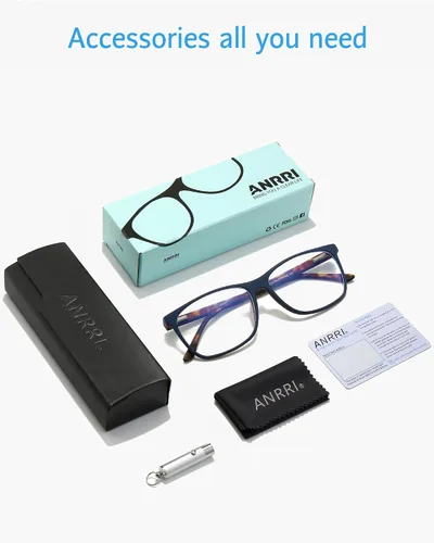 Vista 5 de ANRRI Lentes de bloqueo de luz azul, antifatiga ocular, marco de gafas de acetato de moda con estampado de tortuga interior para mujer