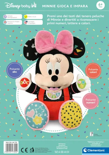 Vista 3 de Clementoni Disney Baby Minnie Play and Learn Talking - Peluche de peluche, multicolor, estándar, 17304