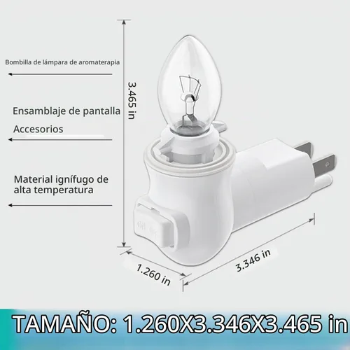 Vista 3 de Módulo de luz nocturna enchufable, enchufe de luz de pared con interruptor de encendido/apagado, enchufe de base E12 para luz nocturna de sal