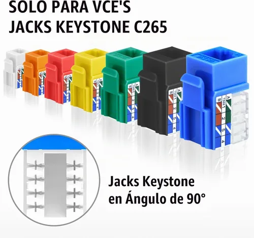 Vista 2 de VCELINK Herramienta de Terminación de Velocidad Keystone Solo para Clavijas Keystone de 90 Grados VCE, Herramienta de Perforación Rj45 de Cable