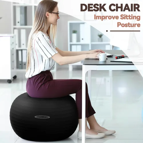 Vista 6 de Fitvids Pelota de ejercicio antiestallido y antideslizante, pelota de yoga, bola de fitness, bola de parto con bomba rápida