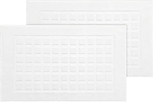 Vista 17 de COTTON CRAFT Tapete para bañera – Azulejo esculpido, 100% algodón, ultra absorbente, de baja pelusa, 1000 GSM, tapete de baño de lujo – Alfombra