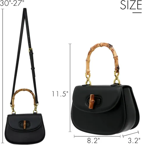 Vista 2 de Bolso de mano para mujer, bolso cruzado con asa superior en forma de bambú