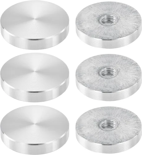 Vista 21 de uxcell M6 Rosca 0.787 in de diámetro de forma redonda de aluminio disco hardware 1pcs, aluminio círculo disco vidrio adaptador superior para mesa
