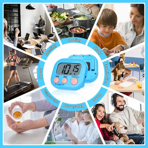 Vista 7 de Mwellewm Temporizador de cocina, 6 paquetes de temporizadores digitales para aula, pequeño cronómetro magnético de cuenta regresiva para cocinar