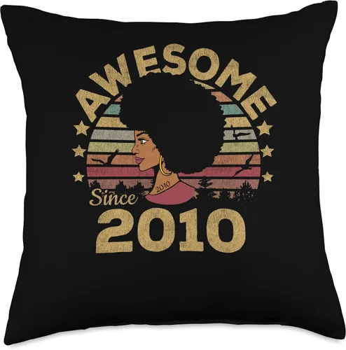 Vista 4 de Retro Vintage Birthday 2010 Limited Edition Woman and Girl Throw Pillow