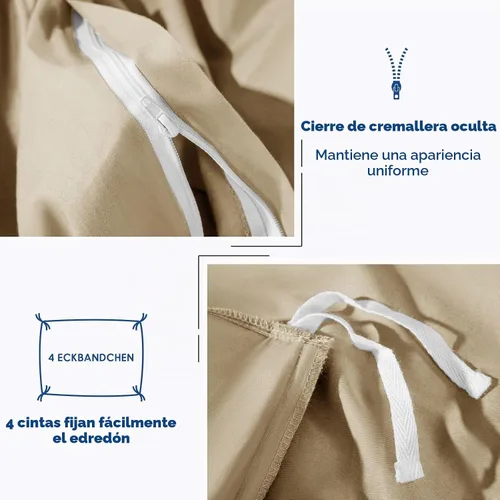 Vista 8 de SONORO KATE Funda de edredón 100% algodón egipcio, tamaño Queen, satén de 1000 hilos, suave y transpirable con cierre de cremallera oculto, 3 piezas