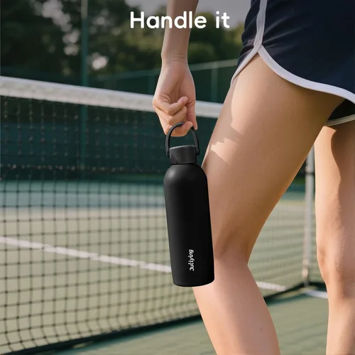 Vista 6 de Botella de agua aislada de 25 onzas con tapa inteligente de visualización de temperatura, botella de agua de acero inoxidable al vacío para deportes