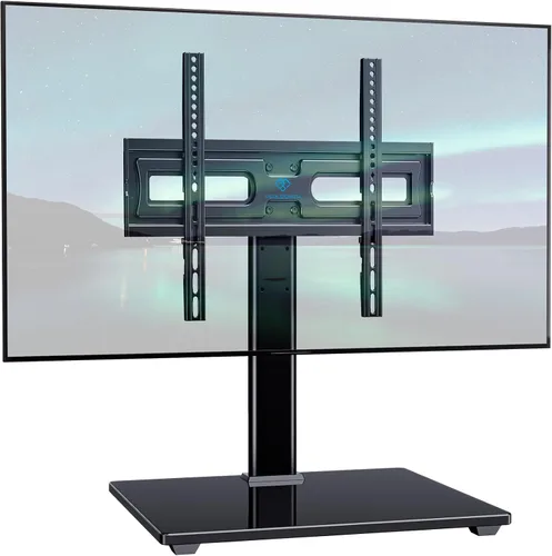 Vista 8 de PERLESMITH - Soporte universal giratorio para TV - Soporte de mesa para TV de 32 a 65 pulgadas - Base de TV de altura ajustable con base de vidrio
