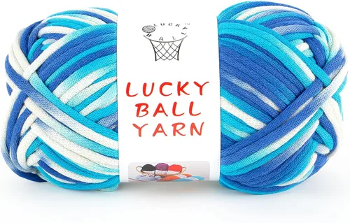 Vista 17 de LUCKY BALL Hilo para ganchillo, 3.53 oz/109 yardas, 70% algodón, 30% nailon, #5, hilo de tubo voluminoso para tejer, para bolsos, sombreros