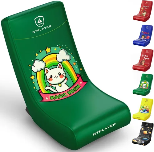 Vista 23 de GTPLAYER Silla mecedora de suelo para juegos – Sillas de juego rodantes con limitador de ángulo, asiento de suelo oscilante para jugadores, compacta