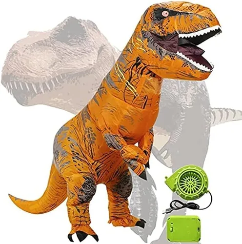 Vista 2 de Vsuna Disfraces de dinosaurio para adultos, disfraz de t rex para adultos, disfraz de dinosaurio inflable para Halloween, cosplay, fiesta, Navidad