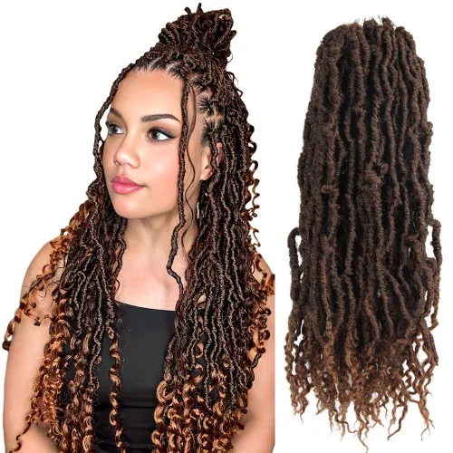 Vista 34 de BOHOBABE Rastas Sintéticas de Ganchillo de 10 Pulgadas, Rastas de Ganchillo Suaves Boho con Puntas Rizadas, Rastas Cortas de Diosa Bohemia de 1#