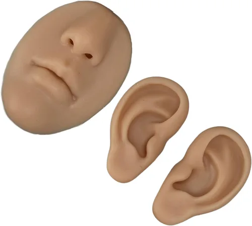 Vista 7 de Modelo de silicona para nariz, modelo de entrenamiento de piercing, modelo de oreja de silicona para principiantes, modelo de nariz y boca 3D