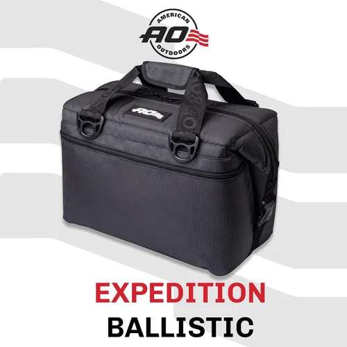Vista 6 de AO Coolers Expedition - Enfriador suave balístico, aislado, a prueba de fugas y resistente a la abrasión, 12 latas, negro/carbón