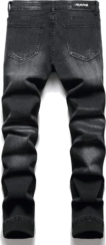 Vista 2 de TMMMT Jeans ajustados de ajuste recto lavado de moda para hombre