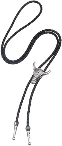 Vista 7 de AZORA Western Cowboy Bolo Tie Men Leather Necktie Rope Cord Bull Skull Bola Tie for Women