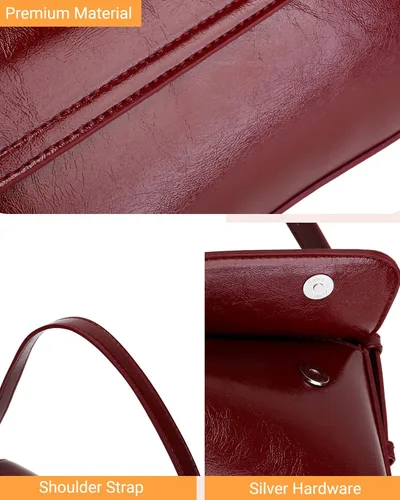 Vista 8 de Herald Pequeño bolso de hombro para mujer, bonito bolso de mano de moda con correa ajustable