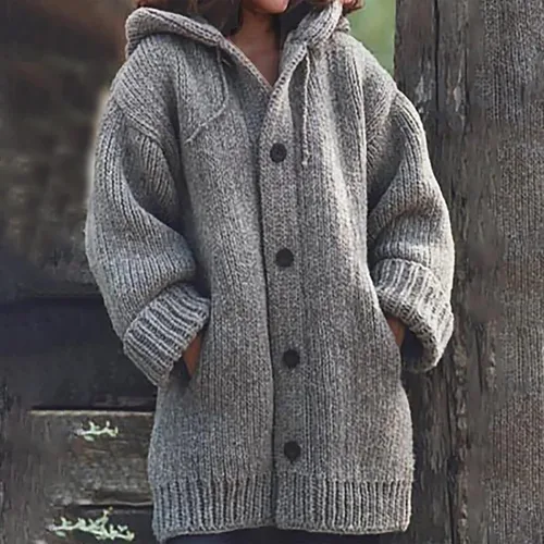 Vista 2 de Cárdigan para mujer, chaqueta de frente abierto, casual, acogedor, abrigos de vacaciones, talla grande, ropa de otoño e invierno, ropa Y2K, regalo