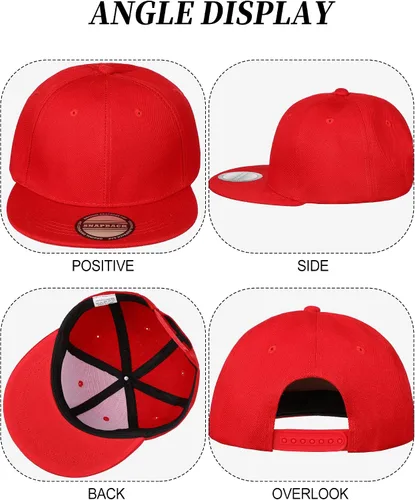 Vista 4 de 15 Pack Snapback Hats for Men Hip Hop Style Hats Solid Baseball Hats Adjustable Snapback Cap Flat Brim Baseball Caps