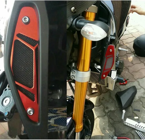 Vista 2 de Par de cubiertas de admisión de aire de motocicleta CNC izquierda y derecha para Yamaha MT-09 FZ09 2013-2016 (azul)