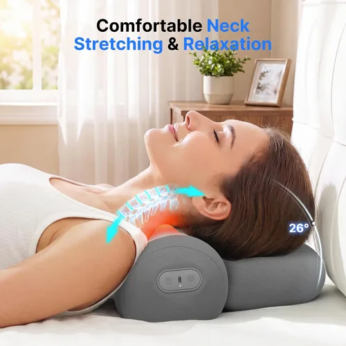 Vista 5 de Shiatsu - Almohada masajeadora de cuello con masaje, calor y tracción Gris