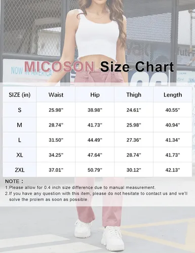 Vista 6 de Micoson Pantalones cargo para mujer con bolsillos, cintura alta, casual, rectos, pantalones Y2K