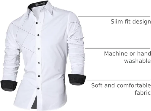Vista 144 de JZS041, camisa de vestir de manga larga para hombre