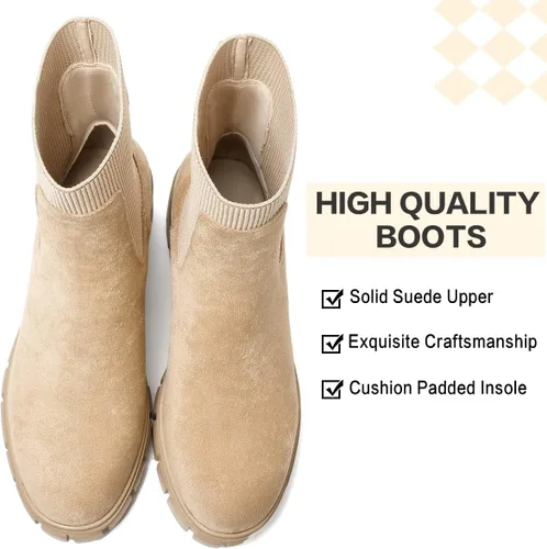 Vista 6 de GOUPSKY Botines Chelsea para mujer, suela de lengüeta, cómodos, sin cordones, elásticos