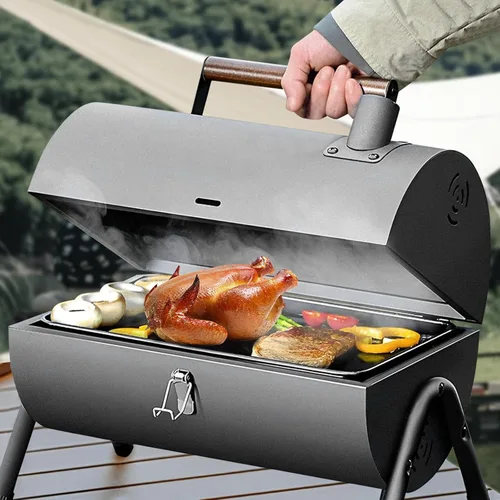 Vista 3 de Parrilla de carbón portátil Estufa al aire libre: barbacoa fácil de llevar parrilla de carbono de dos lados