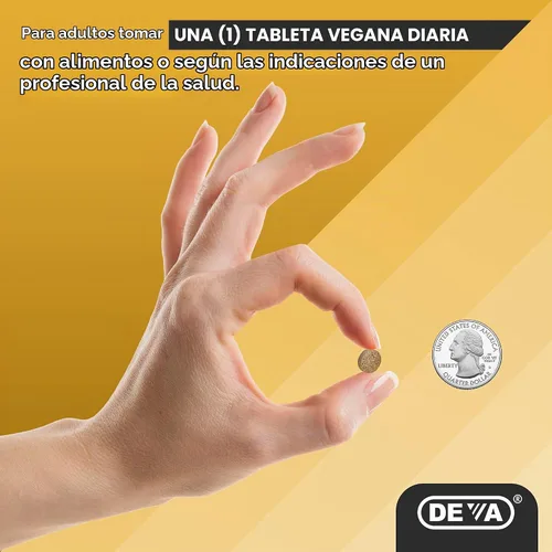 Vista 7 de Deva Nutrition Hierro quelado vegano 29 mg fortificado con B-12 - Alta potencia, fácil de tragar - 90 tabletas, 1 paquete