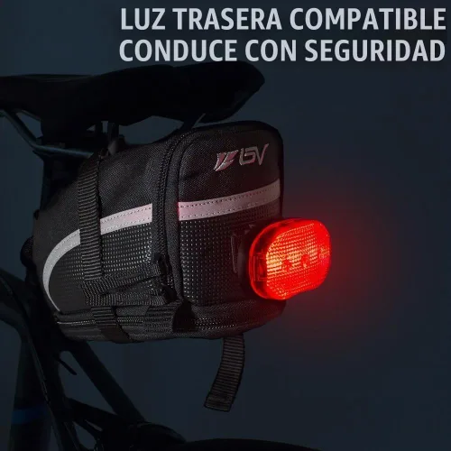 Vista 7 de BV Bolsa de bicicleta con correa con material reflectante, bolsa de sillín de gran capacidad con divisor separado para objetos pequeños y espacio