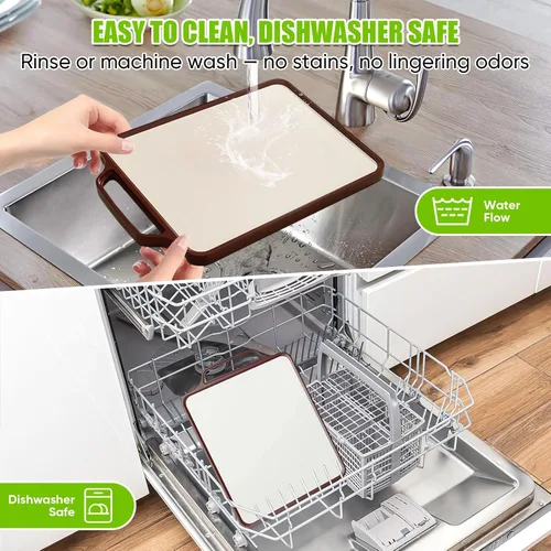 Vista 5 de Tabla de cortar de titanio para cocina, tabla de cortar de doble cara de grado alimenticio para carne, frutas y verduras