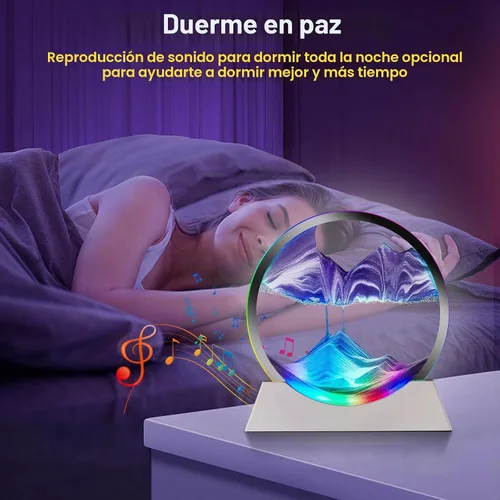 Vista 6 de Arte de arena en movimiento, decoración de movimiento líquido, lámpara de noche con altavoz Bluetooth, regulable multicolor, lámpara de arte