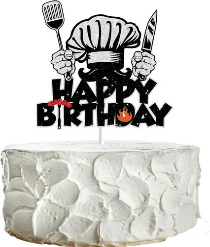 Vista 2 de Decoración de pastel de chef para niños, niñas y hombres, feliz cumpleaños, fiesta de masterchef, con purpurina, cocina, barbacoa, cocina, aventura